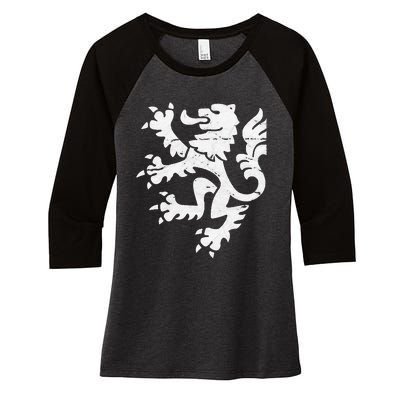 Holland Lion Retro Style Women's Tri-Blend 3/4-Sleeve Raglan Shirt