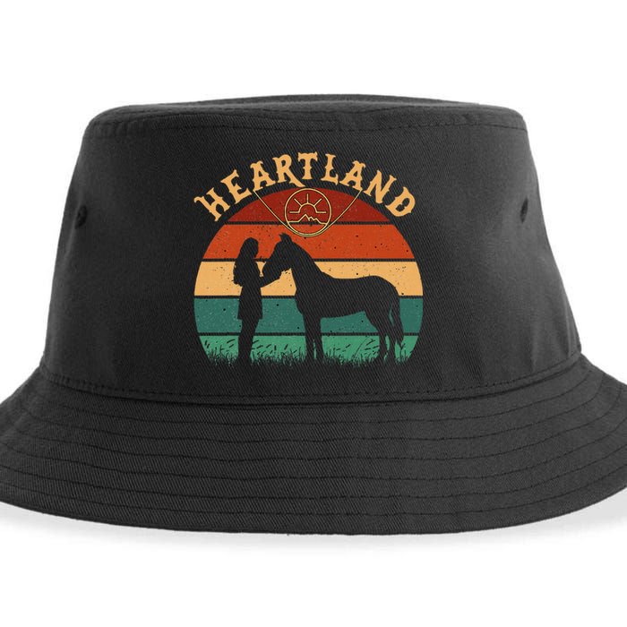 Heart Land Retro Vintage Sunset Sustainable Bucket Hat