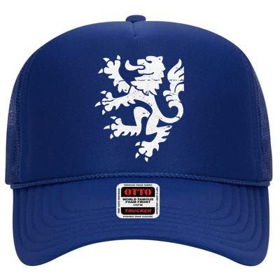 Holland Lion Retro Style Team High Crown Mesh Back Trucker Hat