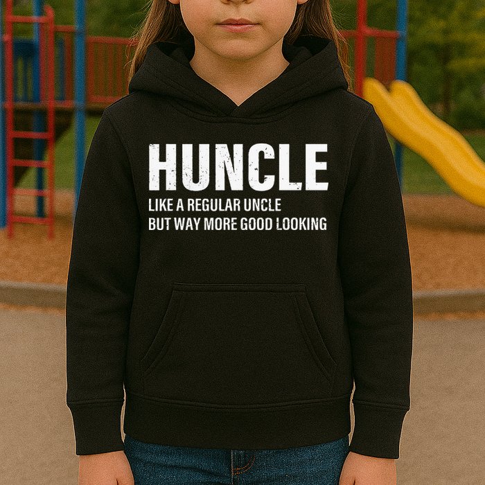 Huncle Like Regular Uncle Way More Good Looking Funny Uncle Kids Hoodie
