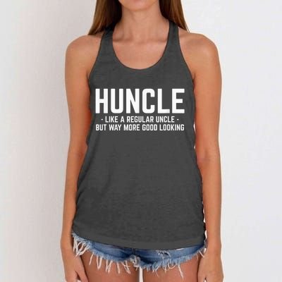 Huncle Like Regular Uncle Way More Good Looking Funny Women's Knotted Racerback Tank