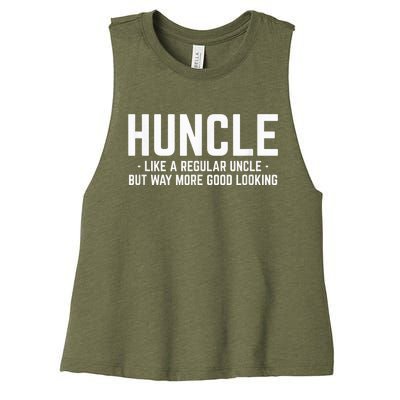 Huncle Like Regular Uncle Way More Good Looking Funny Women's Racerback Cropped Tank