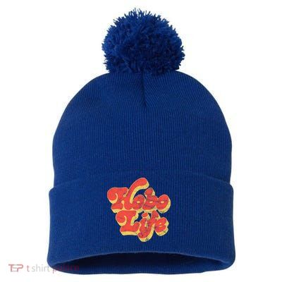 Hobo Life Retro Vintage Pom Pom 12in Knit Beanie