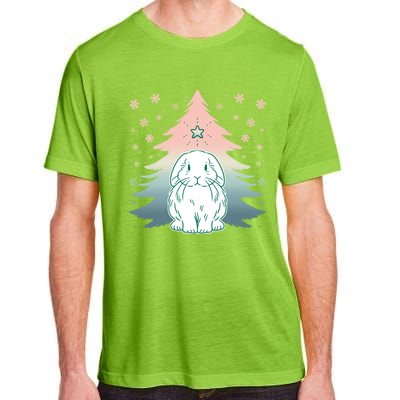 Holland Lop Rabbit Bunny Christmas Tree Snow Flakes Holiday Gift Adult ChromaSoft Performance T-Shirt