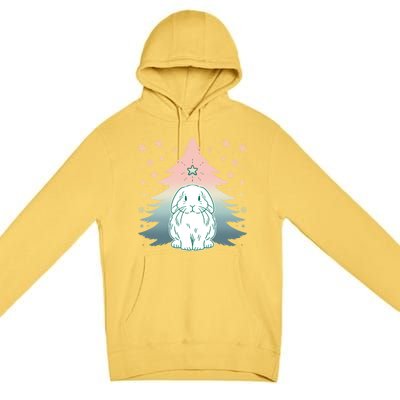 Holland Lop Rabbit Bunny Christmas Tree Snow Flakes Holiday Gift Premium Pullover Hoodie