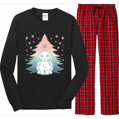 Holland Lop Rabbit Bunny Christmas Tree Snow Flakes Holiday Gift Long Sleeve Pajama Set