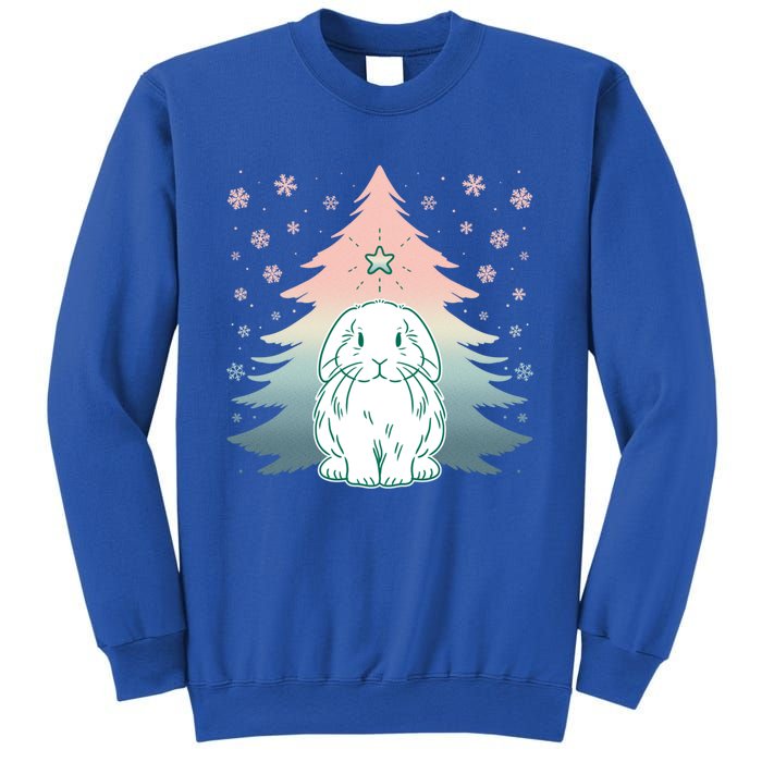 Holland Lop Rabbit Bunny Christmas Tree Snow Flakes Holiday Gift Sweatshirt