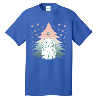 Holland Lop Rabbit Bunny Christmas Tree Snow Flakes Holiday Gift Tall T-Shirt