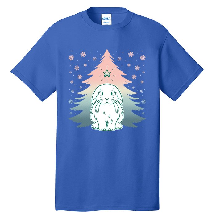 Holland Lop Rabbit Bunny Christmas Tree Snow Flakes Holiday Gift Tall T-Shirt