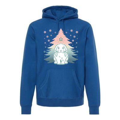 Holland Lop Rabbit Bunny Christmas Tree Snow Flakes Holiday Gift Premium Hoodie