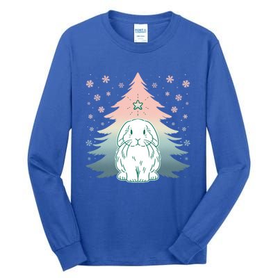 Holland Lop Rabbit Bunny Christmas Tree Snow Flakes Holiday Gift Tall Long Sleeve T-Shirt