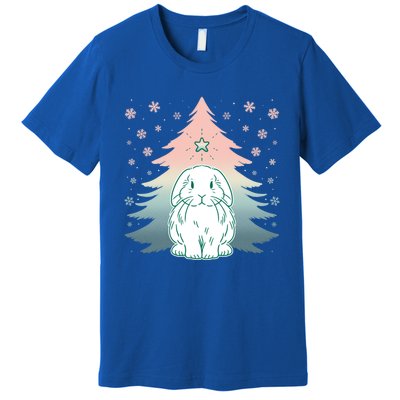 Holland Lop Rabbit Bunny Christmas Tree Snow Flakes Holiday Gift Premium T-Shirt