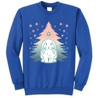 Holland Lop Rabbit Bunny Christmas Tree Snow Flakes Holiday Gift Tall Sweatshirt