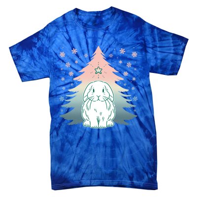 Holland Lop Rabbit Bunny Christmas Tree Snow Flakes Holiday Gift Tie-Dye T-Shirt