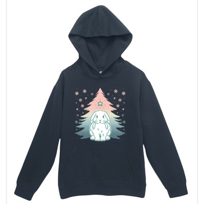 Holland Lop Rabbit Bunny Christmas Tree Snow Flakes Holiday Gift Urban Pullover Hoodie