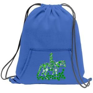 Horse Lady Shamrock Horseback Riding Equestrian Patrick Day Great Gift Sweatshirt Cinch Pack Bag