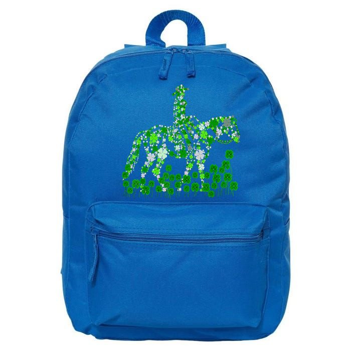 Horse Lady Shamrock Horseback Riding Equestrian Patrick Day Great Gift 16 in Basic Backpack