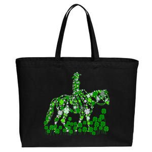 Horse Lady Shamrock Horseback Riding Equestrian Patrick Day Great Gift Cotton Canvas Jumbo Tote