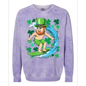 Hawaiian Leprechaun Surfing Irish St Patrick's Day Surfers Meaningful Gift Colorblast Crewneck Sweatshirt