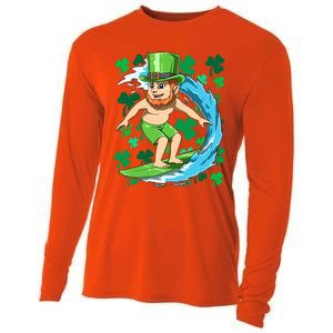 Hawaiian Leprechaun Surfing Irish St Patrick's Day Surfers Meaningful Gift Cooling Performance Long Sleeve Crew