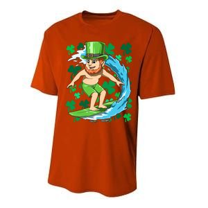 Hawaiian Leprechaun Surfing Irish St Patrick's Day Surfers Meaningful Gift Performance Sprint T-Shirt