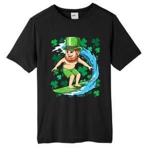 Hawaiian Leprechaun Surfing Irish St Patrick's Day Surfers Meaningful Gift Tall Fusion ChromaSoft Performance T-Shirt