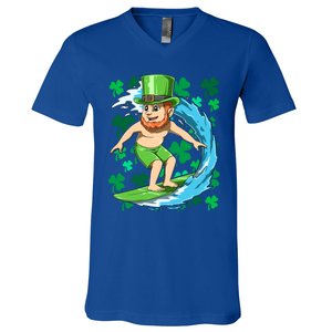 Hawaiian Leprechaun Surfing Irish St Patrick's Day Surfers Meaningful Gift V-Neck T-Shirt