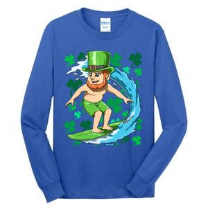 Hawaiian Leprechaun Surfing Irish St Patrick's Day Surfers Meaningful Gift Tall Long Sleeve T-Shirt