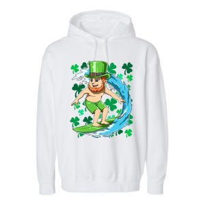 Hawaiian Leprechaun Surfing Irish St Patrick's Day Surfers Meaningful Gift Garment-Dyed Fleece Hoodie