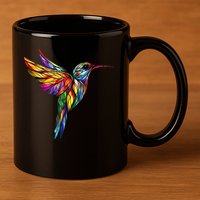 Hummingbird Lovers Stained Glass Hummingbird  11oz C Handle Ceramic Mug