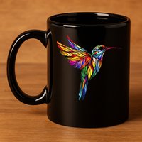 Hummingbird Lovers Stained Glass Hummingbird  11oz C Handle Ceramic Mug