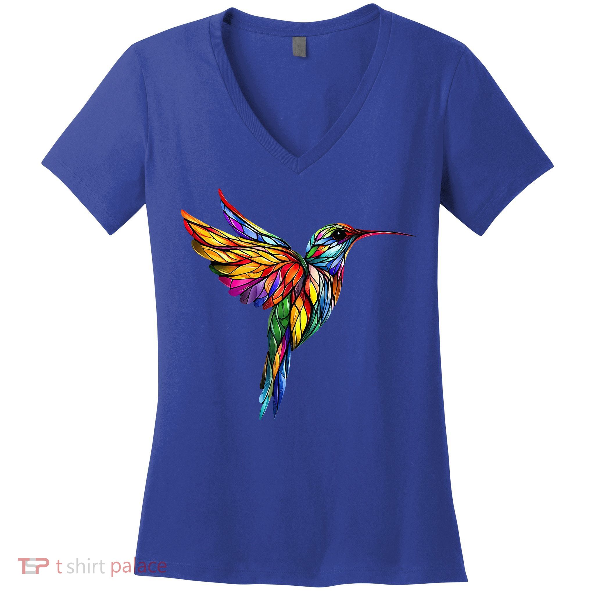 Hummingbird Lovers Stained Glass Hummingbird  Women's V-Neck T-Shirt