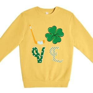 Hockey Lover Saint Patricks Day Hockey Irish Hockey Lover Gift Premium Crewneck Sweatshirt