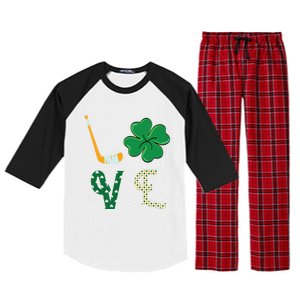 Hockey Lover Saint Patricks Day Hockey Irish Hockey Lover Gift Raglan Sleeve Pajama Set