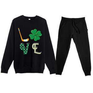 Hockey Lover Saint Patricks Day Hockey Irish Hockey Lover Gift Premium Crewneck Sweatsuit Set