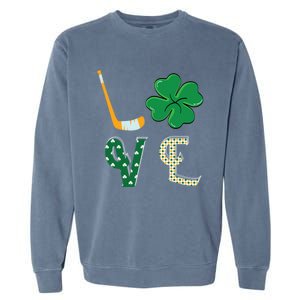 Hockey Lover Saint Patricks Day Hockey Irish Hockey Lover Gift Garment-Dyed Sweatshirt