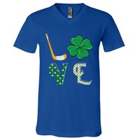 Hockey Lover Saint Patricks Day Hockey Irish Hockey Lover Gift V-Neck T-Shirt