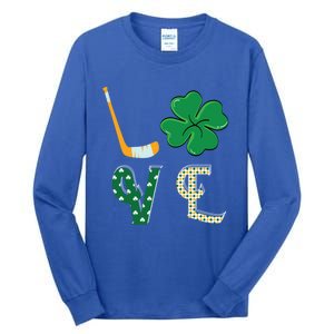 Hockey Lover Saint Patricks Day Hockey Irish Hockey Lover Gift Tall Long Sleeve T-Shirt