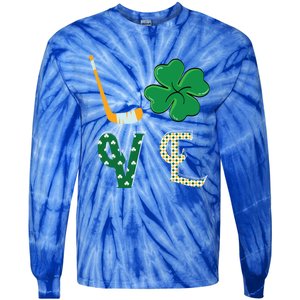 Hockey Lover Saint Patricks Day Hockey Irish Hockey Lover Gift Tie-Dye Long Sleeve Shirt