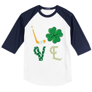 Hockey Lover Saint Patricks Day Hockey Irish Hockey Lover Gift Baseball Sleeve Shirt