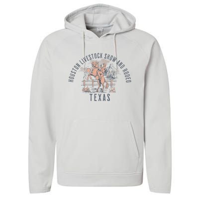 Houston Livestock Show And Rodeo Texas Cowboy And Horse Performance Fleece Hoodie