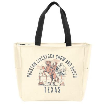 Houston Livestock Show And Rodeo Texas Cowboy And Horse Zip Tote Bag