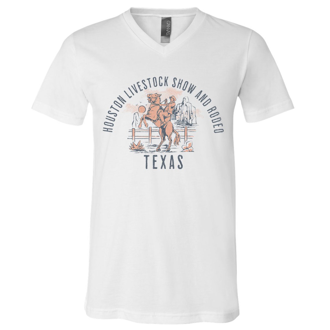 Houston Livestock Show And Rodeo Texas Cowboy And Horse V-Neck T-Shirt