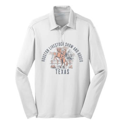 Houston Livestock Show And Rodeo Texas Cowboy And Horse Silk Touch Performance Long Sleeve Polo