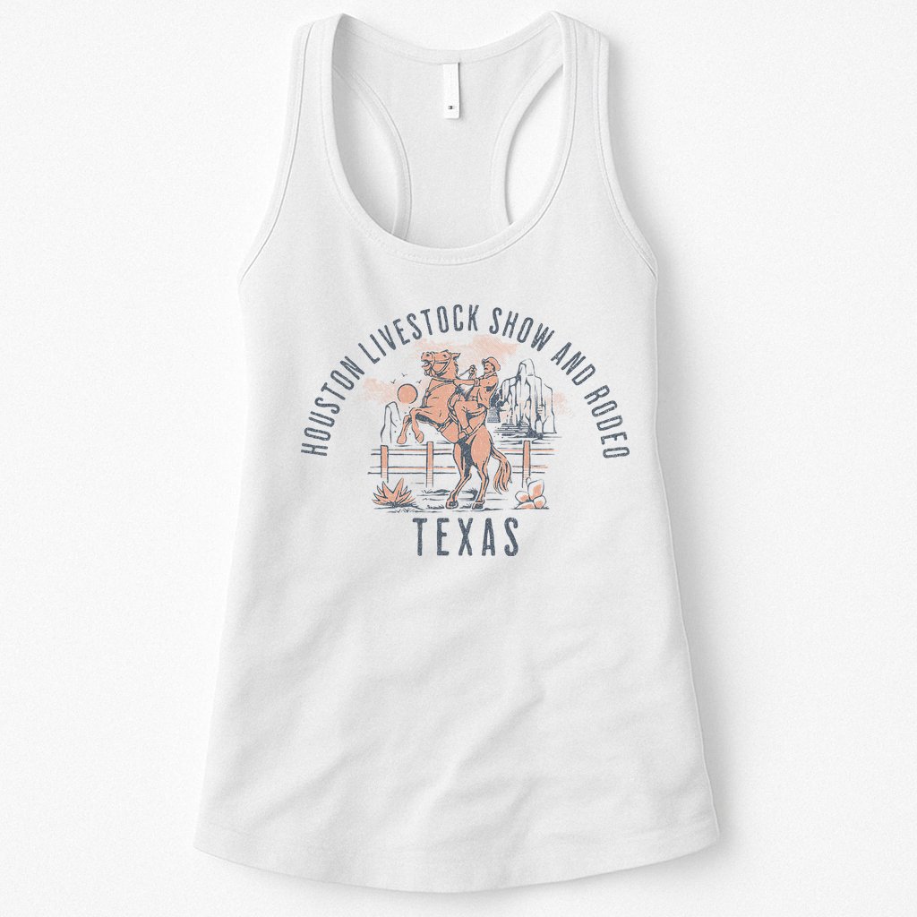 Houston Livestock Show And Rodeo Texas Cowboy And Horse Womens Tank Top