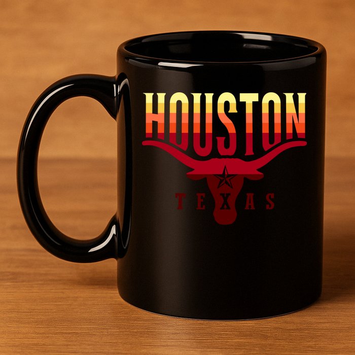 Houston Longhorn Sunset Logo 11oz C Handle Ceramic Mug