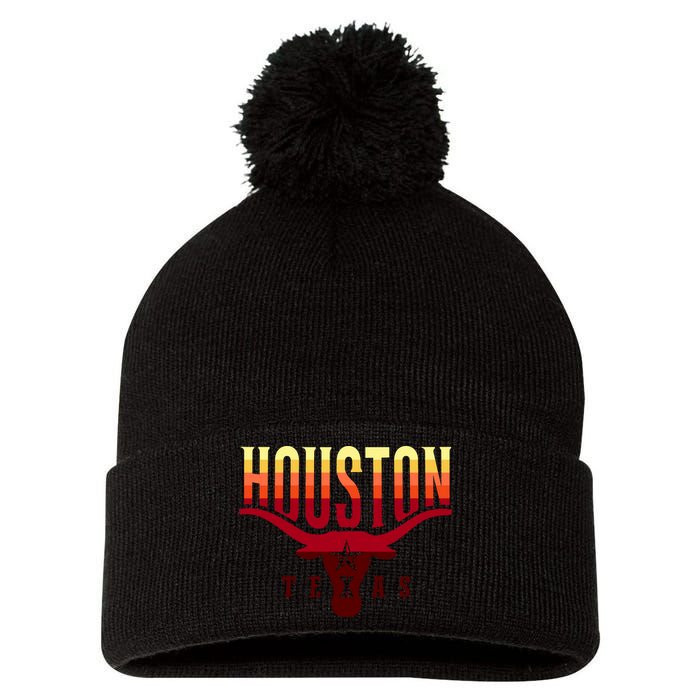 Houston Longhorn Sunset Logo Pom Pom 12in Knit Beanie