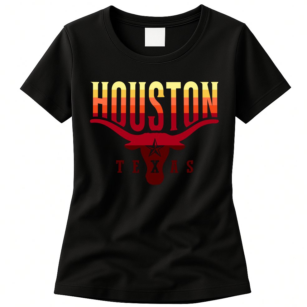 Houston Longhorn Sunset Logo Womens T-Shirt