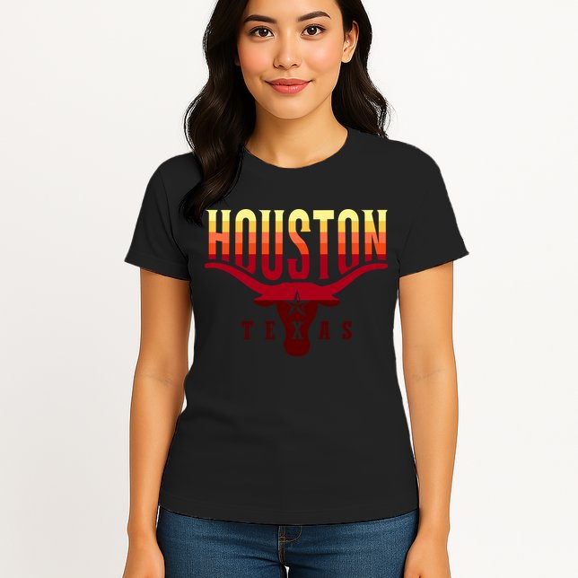 Houston Longhorn Sunset Logo Womens T-Shirt