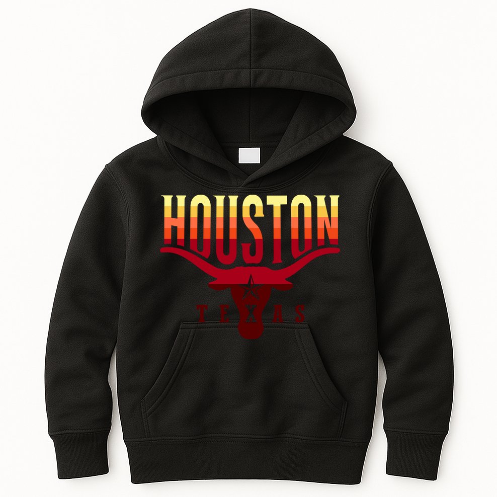 Houston Longhorn Sunset Logo Kids Hoodie